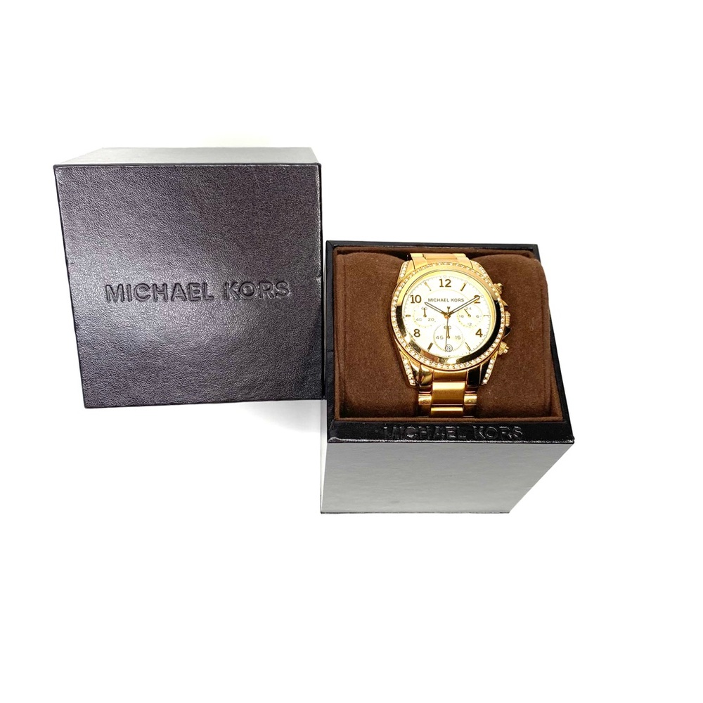 Michael Kors MK5166 Golden Runway Gold Tone Chronograph Glitz Analog Watch - EUC